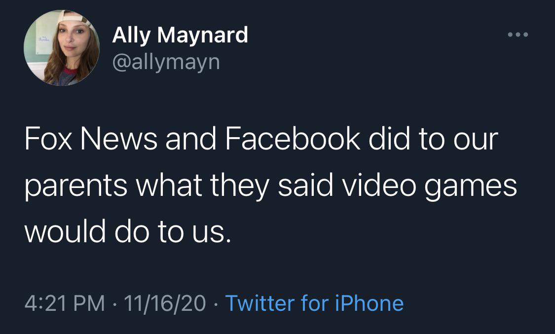 facepalm pics - presentation - M Ally Maynard Fox News and Facebook did to our parents what they said video games would do to us. 111620 Twitter for iPhone ...