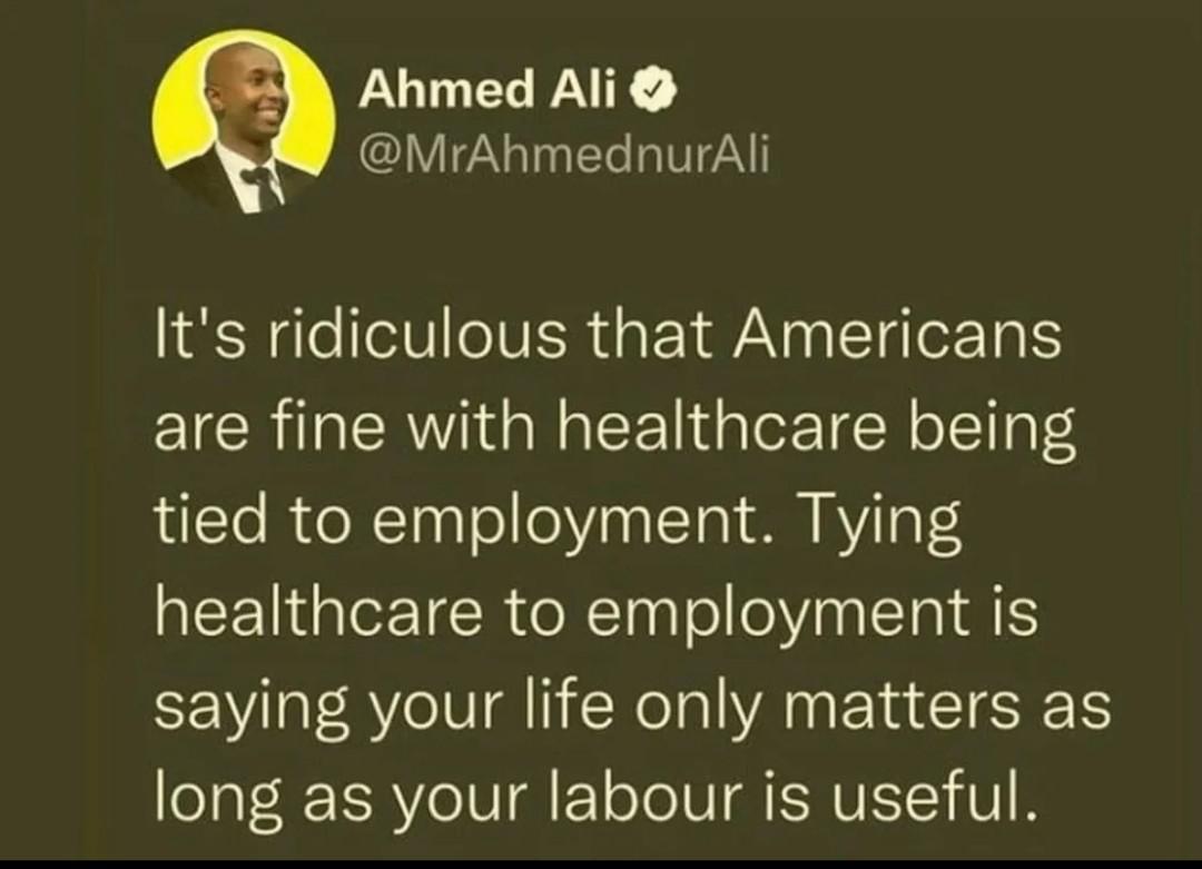 anti-work memes reddit - presentation - Ahmed Ali It's ridiculous that Americans are fine with healthcare being tied to employment. Tying healthcare to employment is saying your life only matters as long as your labour is useful.