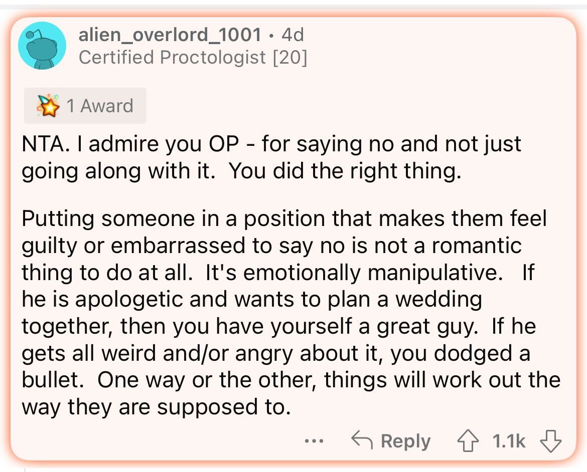 am i the asshole thread on reddit - document - alien_overlord_1001. 4d Certified Proctologist 20 1 Award Nta. I admire you Op for saying no and not just going along with it. You did the right thing. Putting someone in a position that makes them feel guilt