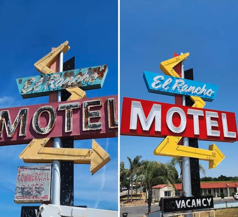 cool pics - signage - Ran Motel Motel Commercial No El Rancho Novacancy