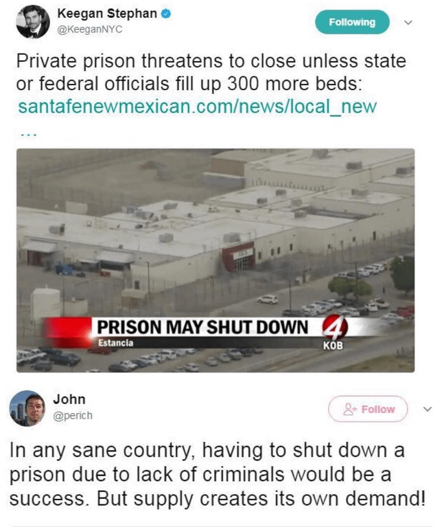 reddit facepalm - vehicle - Keegan Stephan > ing Private prison threatens to close unless state or federal officials fill up 300 more beds santafenewmexican.comnewslocal_new John Prison May Shut Down 4 Estancia 8 In any sane country, having to shut down a