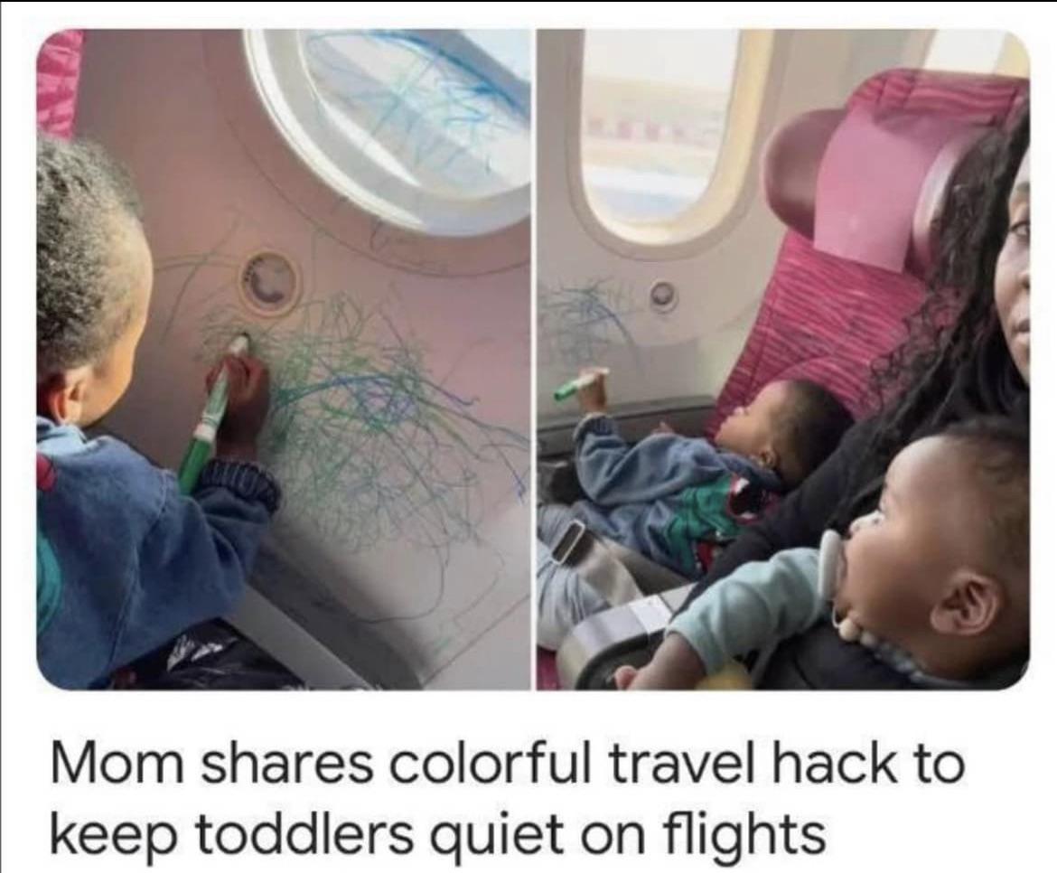 reddit facepalm - toddler - Mom colorful travel hack to keep toddlers quiet on flights