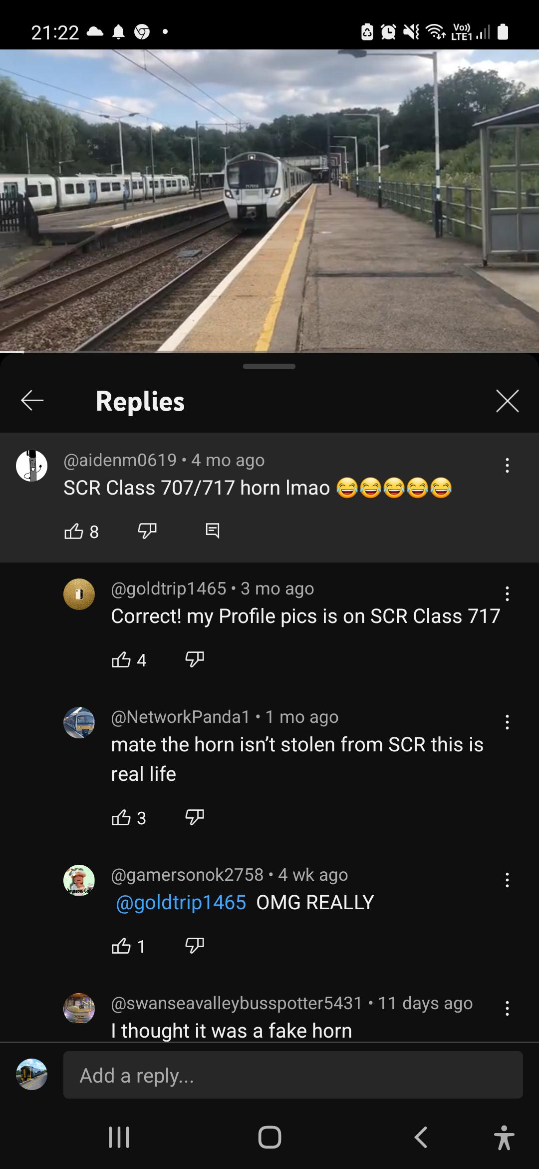 people who missed the joke - screenshot - 4 mo ago Scr Class 707717 horn Imao Toote Ma Replies 8 mazon Cal 1 mo ago mate the horn isn't stolen from Scr this is real life 3 E 3 mo ago Correct! my Profile pics is on Scr Class 717 B4 4 wk ago Omg Really B1 A