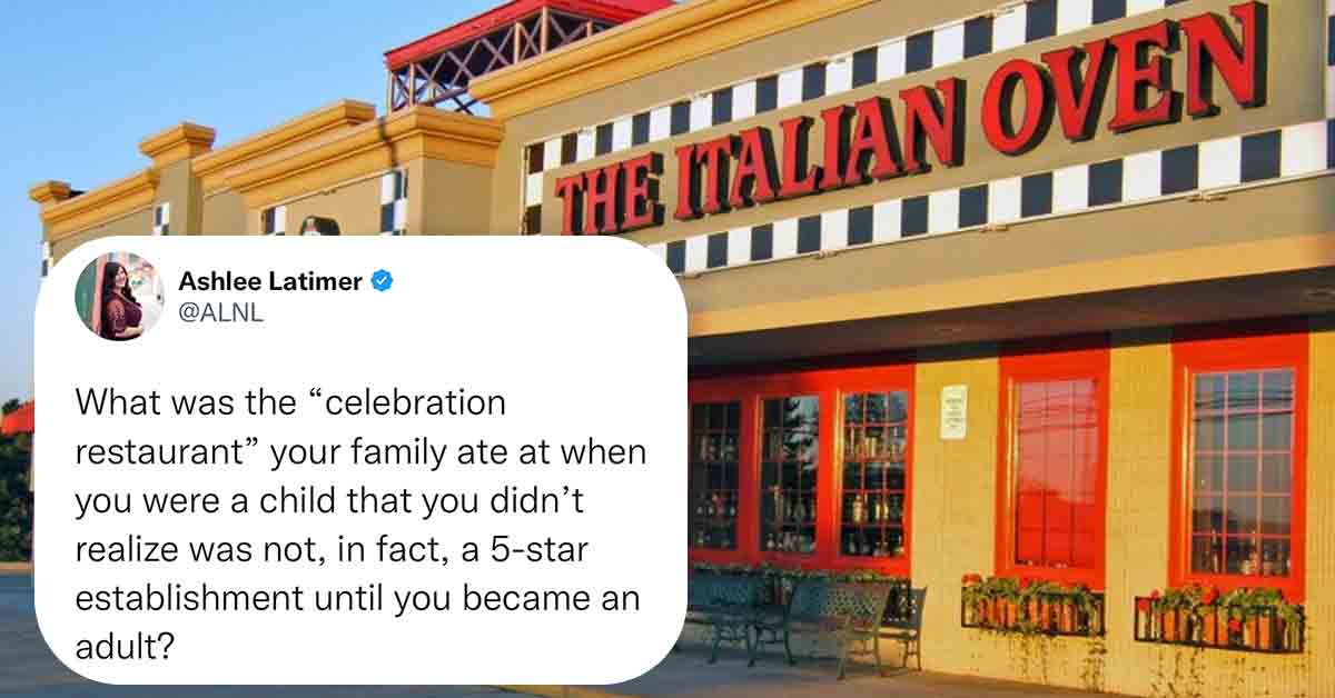 Since none of us had an original childhood, we've decided to collect all of the chain restaurants that our parents convinced us were "fine dining."    
<br/><br/>
Thanks to Ashlee Latimer on Twitter, the internet was flooded with names of restaurants that we totally thought were fancy as kids. Enjoy this walk down memory lane.