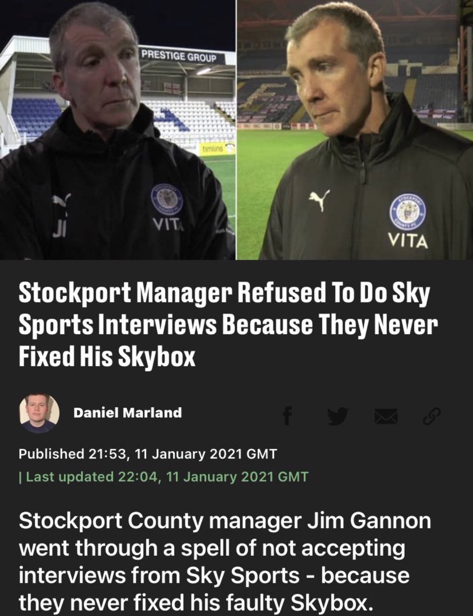 stockport skybox - Prestige Group Vit timuns Daniel Marland C Stockport Manager Refused To Do Sky Sports Interviews Because They Never Fixed His Skybox Published , Gmt | Last updated , Gmt Pap Vita Stockport County manager Jim Gannon went through a spell