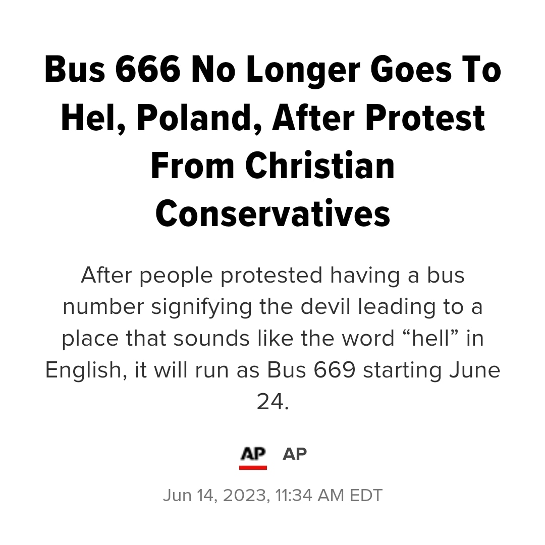 turn off after use - Bus 666 No Longer Goes To Hel, Poland, After Protest From Christian Conservatives After people protested having a bus number signifying the devil leading to a place that sounds the word