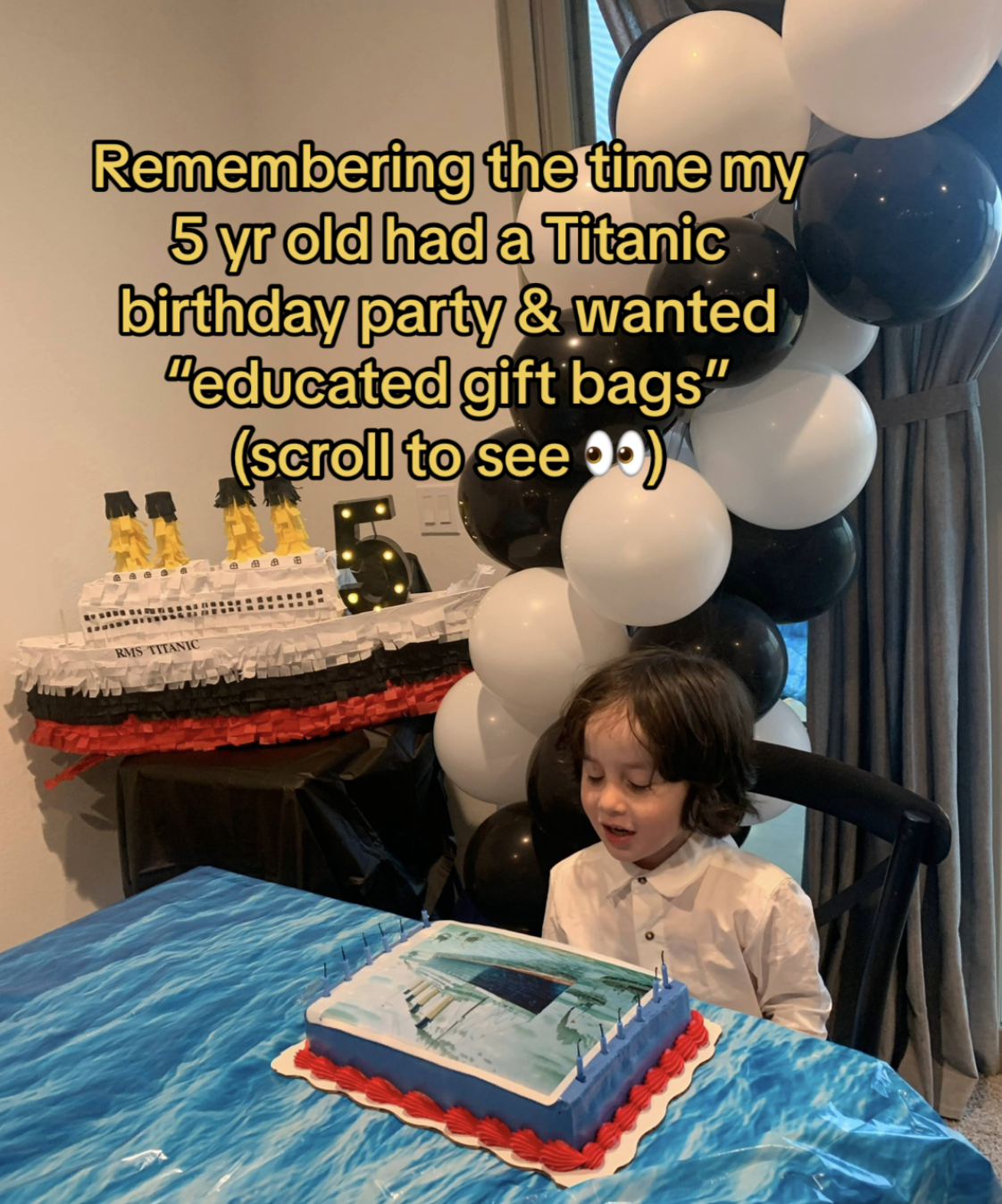 Titanic Themes Birthday Party - -  - Remembering the time my 5 yr old had a Titanic birthday party & wanted "educated gift bags" scroll to see Mel Llore Titanic