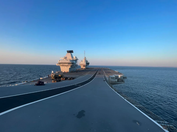 The view from the ski jump of HMS Queen Elizabeth