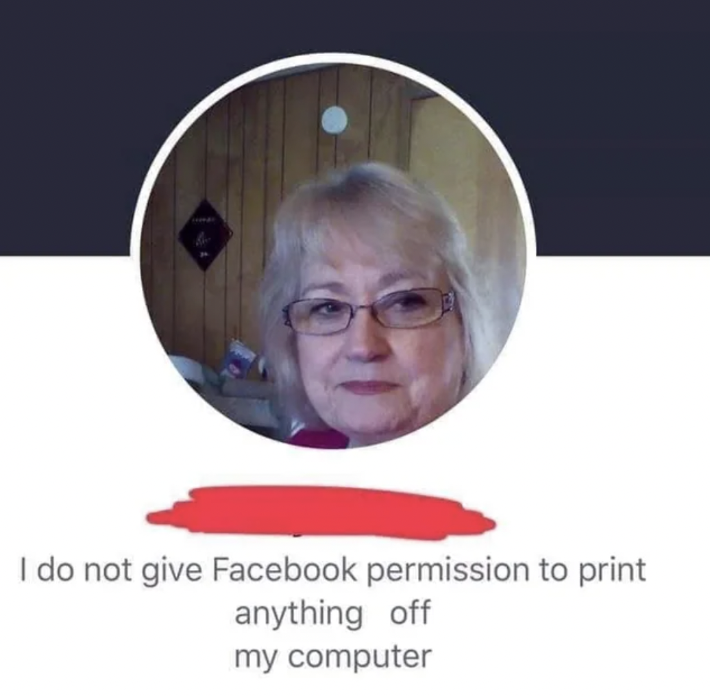 human behavior - I do not give Facebook permission to print anything off my computer