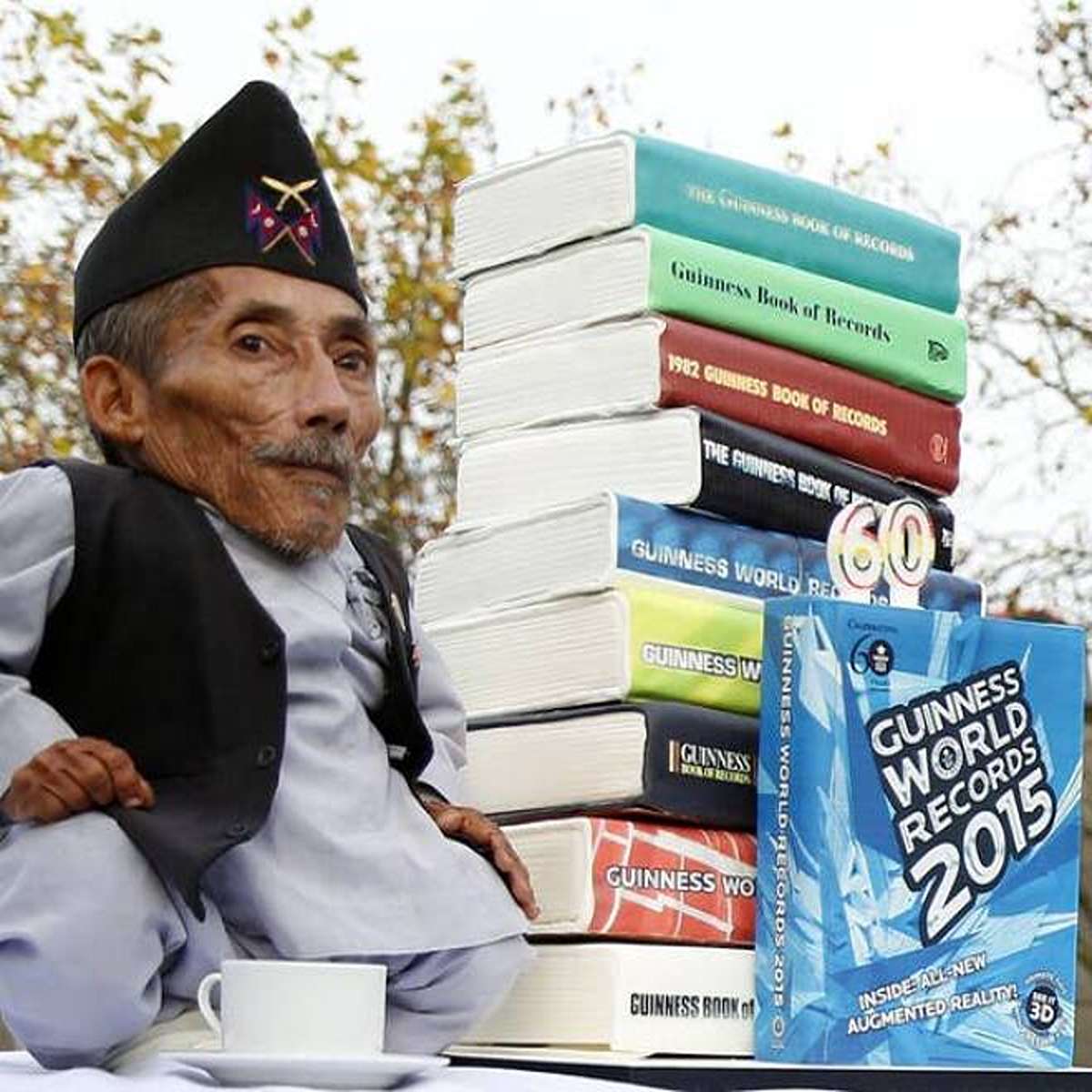 This is Chandra Bahadur, the shortest man in recorded history:He stood just 21.5 inches tall.