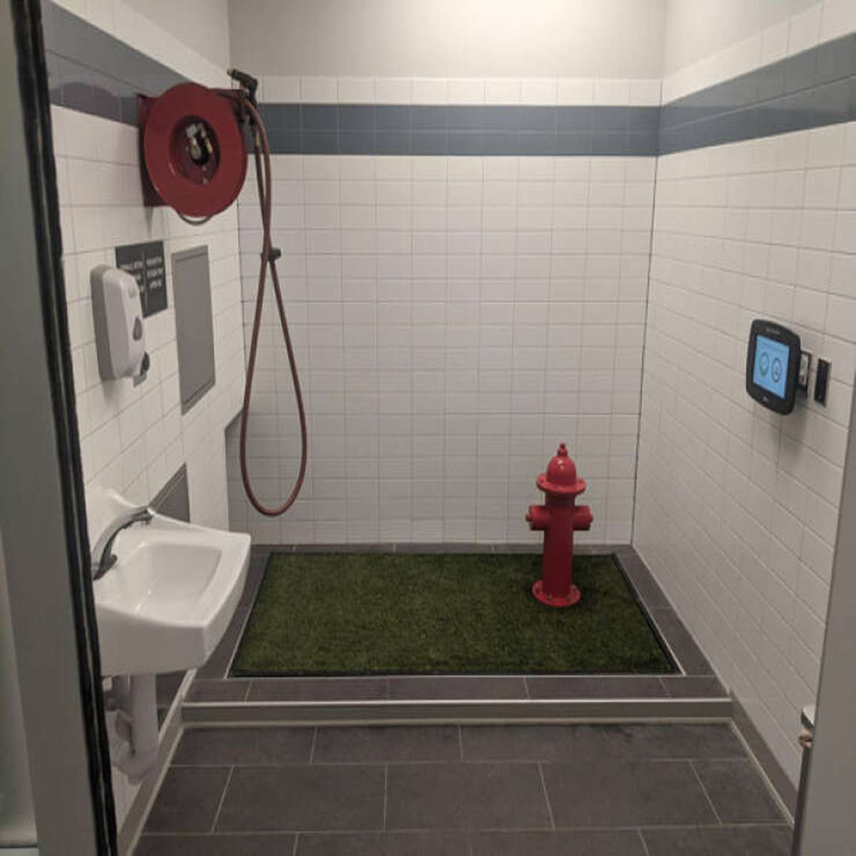 This airport has a bathroom for service animals.