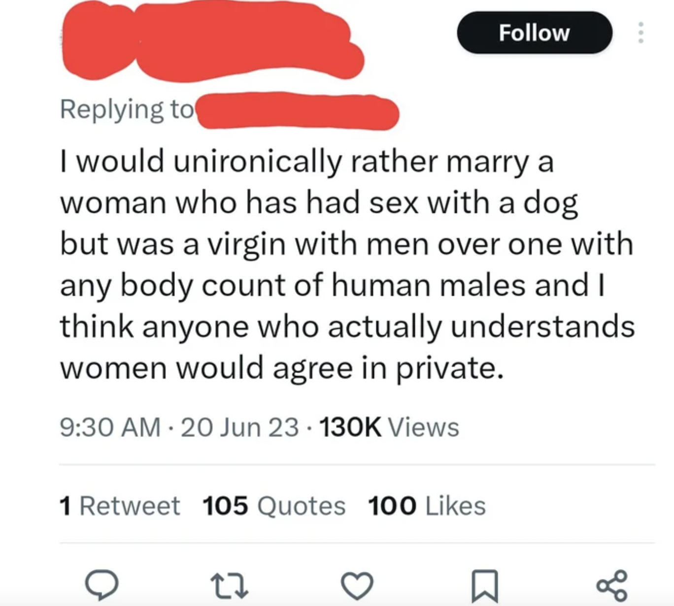 insane people on facebook - document - I would unironically rather marry a woman who has had sex with a dog but was a virgin with men over one with any body count of human males and I think anyone who actually understands women would agree in private. 20 