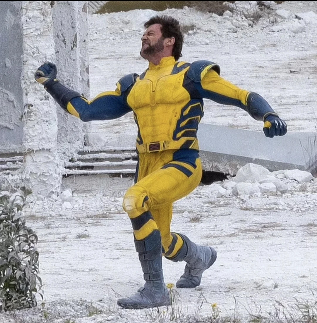 Hugh Jackman in the traditional / classic Wolverine outfit for Deadpool 3.