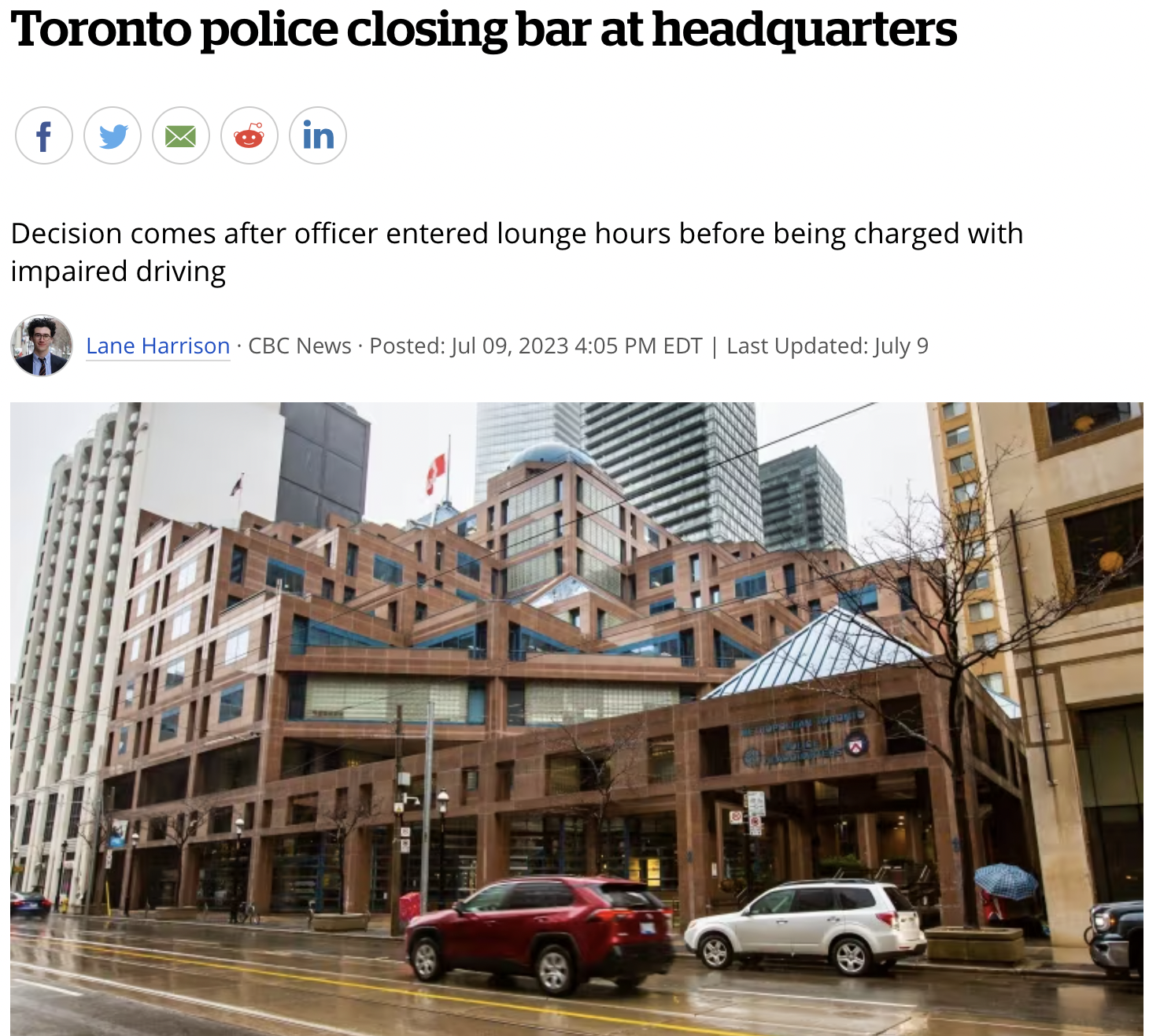 tim hortons - Toronto police closing bar at headquarters f in Decision comes after officer entered lounge hours before being charged with impaired driving Lane Harrison Cbc News Posted Edt | Last Updated July 9 Laws