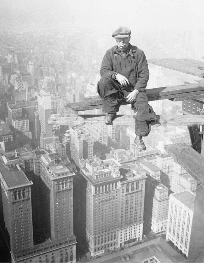 A man taking a break from constructing the Chrysler building