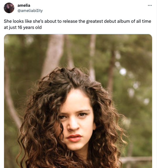 funny tweets - long hair - amelia She looks she's about to release the greatest debut album of all time at just 16 years old