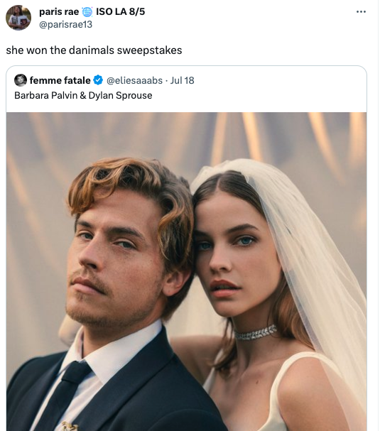 funny tweets - paris rae she won the danimals sweepstakes Iso La 85 femme fatale Jul 18 Barbara Palvin & Dylan Sprouse