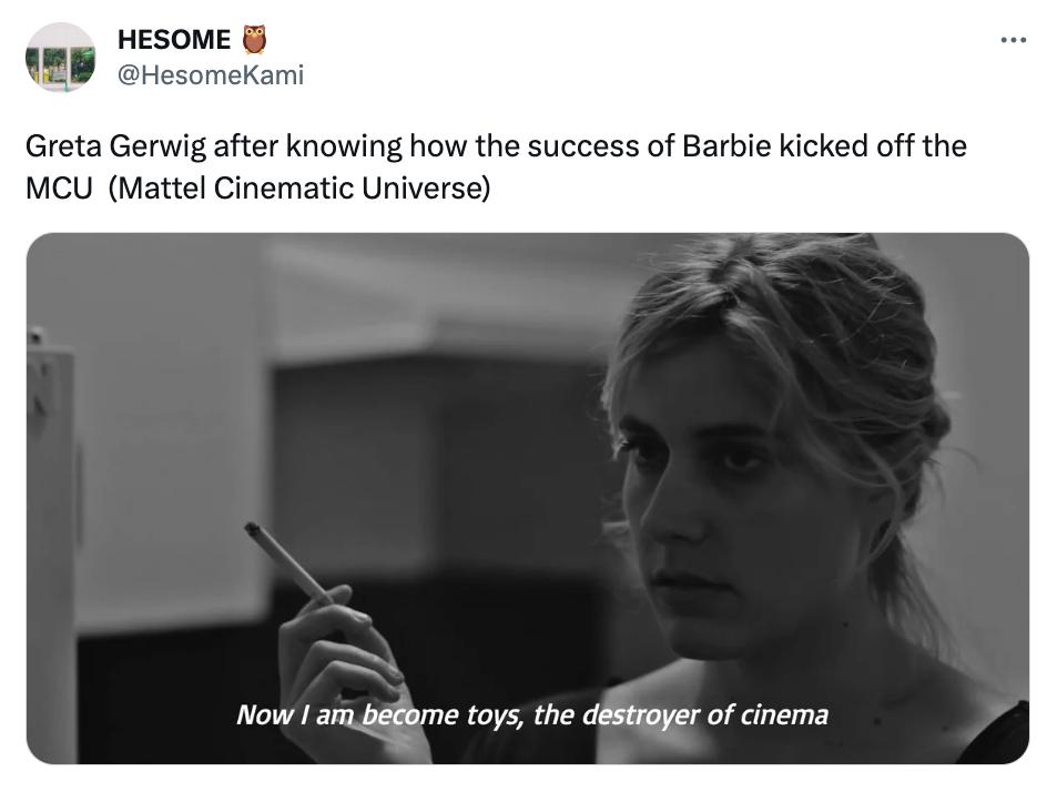 Mattel Cinematic Universe  - presentation - Hesome Greta Gerwig after knowing how the success of Barbie kicked off the Mcu Mattel Cinematic Universe Now I am become toys, the destroyer of cinema