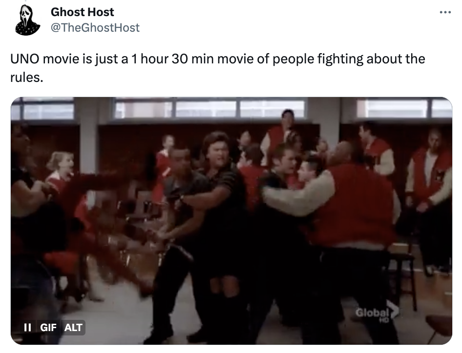 Mattel Cinematic Universe  - fun - Ghost Host Uno movie is just a 1 hour 30 min movie of people fighting about the rules. Ii Gif Alt Global