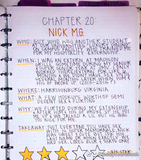 bodycount book - handwriting - Chapter 20 Nick M.G. Who Guy Who Was Another Student... At Our Universities Luxury Dining" On Campus Facility Who Trained Me For My Hospitality Externship. When Lwas An Extern At Madison Grille Sometime During My Senior Supe