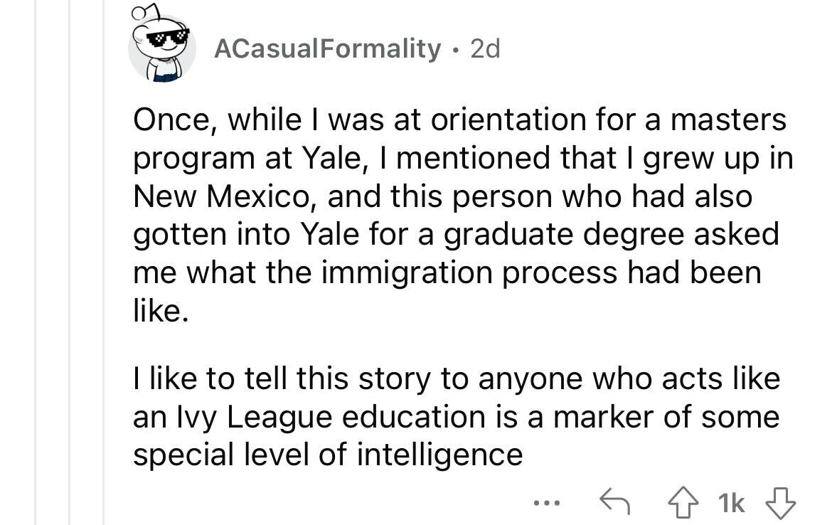 paper - ACasual Formality. 2d Once, while I was at orientation for a masters program at Yale, I mentioned that I grew up in New Mexico, and this person who had also gotten into Yale for a graduate degree asked me what the immigration process had been . I 