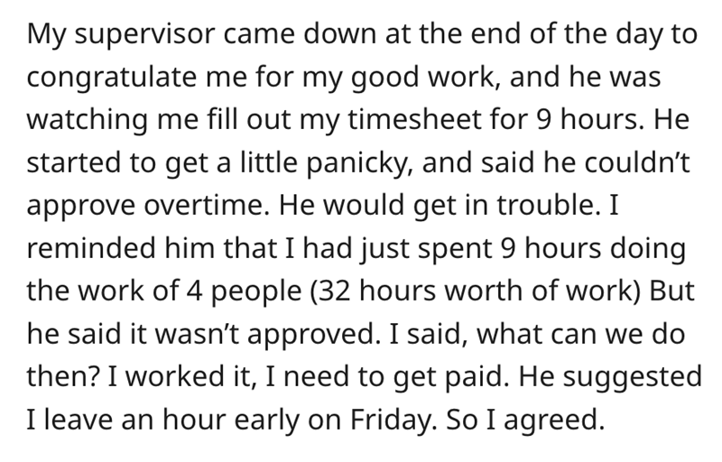 Employee Leaves in the Middle of a Job After Boss Says "No More Overtime"