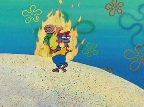 spongebob guy on fire -