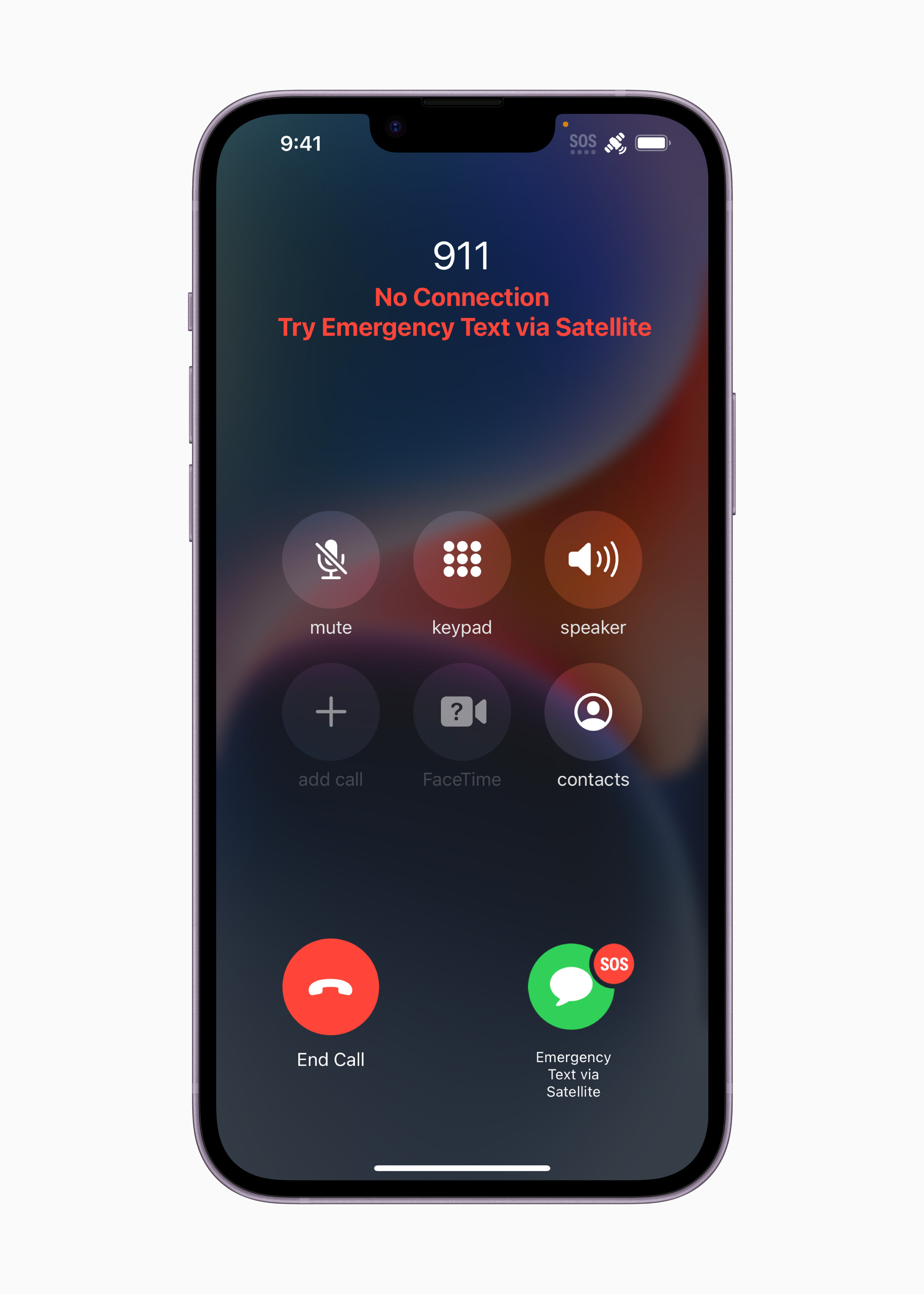 things you didn't know your phone can do - iphone 911 call - 911 No Connection Try Emergency Text via Satellite Zh mute add call C End Call keypad ? Sos FaceTime speaker contacts Sos Emergency Text via Satellite