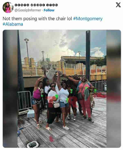 Montgomery Riverfront Brawl memes - tourism - Cenda Voore Cian Not them posing with the chair lol X