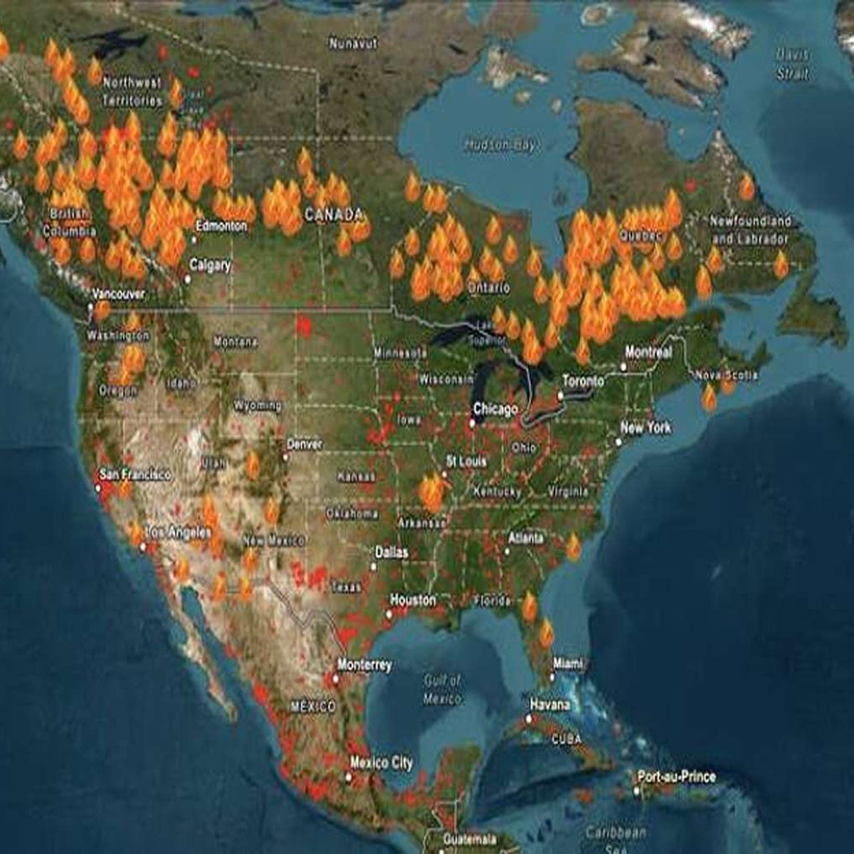 This is how many wildfires there are burning in the United States and Canada right now: