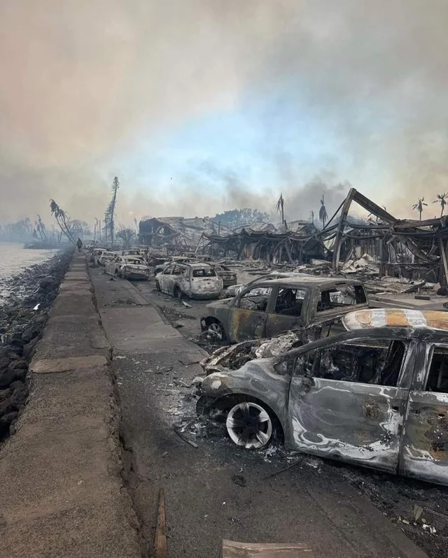 A photo from Lahaina town, utter devastation.