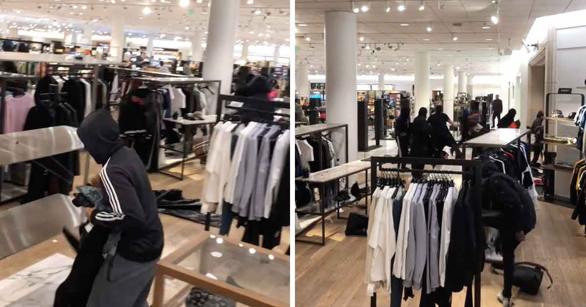 A mob of 50+ people stormed a Nordstrom in Topanga, California over the weekend in a <a href="https://www.ebaumsworld.com/articles/large-groups-mass-robs-california-nordstrom-bear-sprays-security-guard/87433002/" target="_blank"><b><u>“smash and grab”</b></u></a> attack, that has since gone viral for the sheer brazen display of chaos. The group even sprayed a guard with bear spray. According to the Los Angeles Police Department, the group stole between $60,000 to $100,000 worth of merchandise.