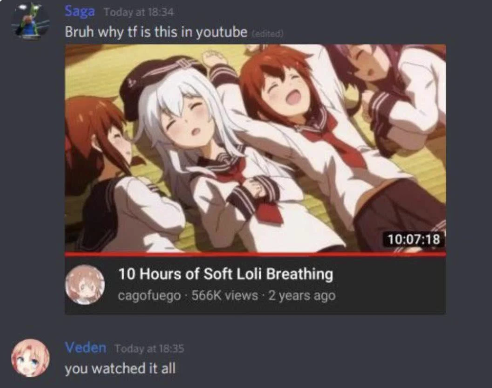 anime - Saga Today at Bruh why tf is this in youtube edited 10 Hours of Soft Loli Breathing cagofuego views 2 years ago Veden Today at you watched it all 18