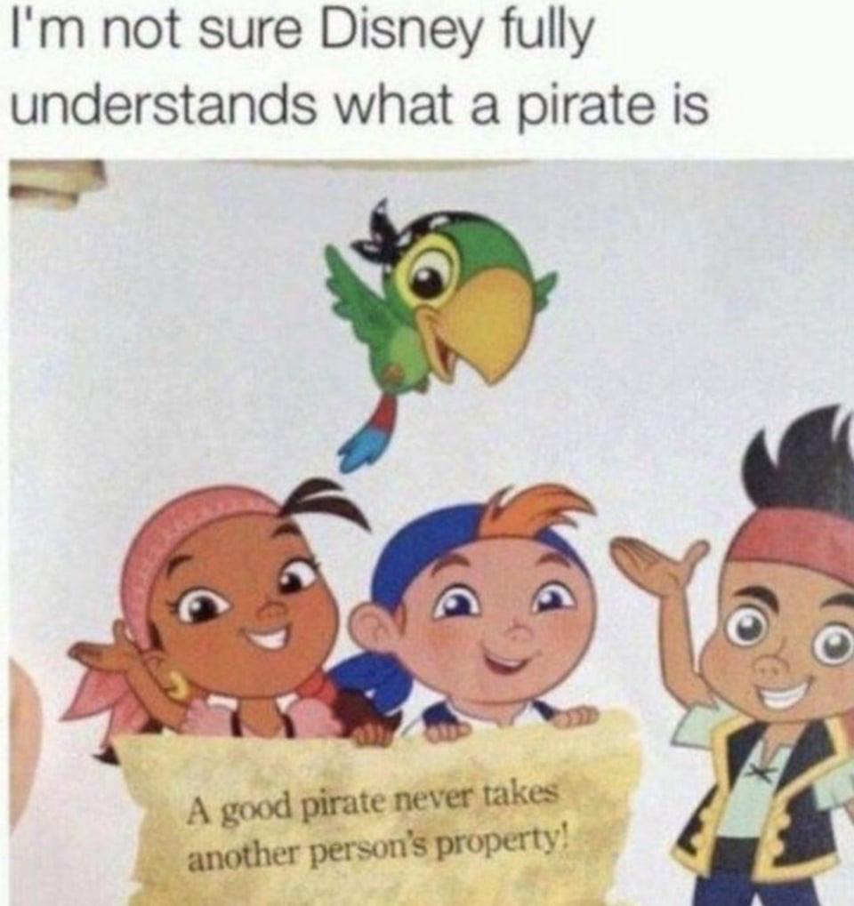 dank memes -  cartoon - I'm not sure Disney fully understands what a pirate is A good pirate never takes another person's property!