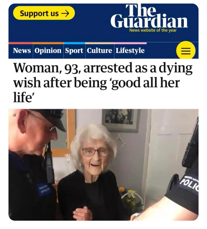 dank memes -  media - Support us The. Guardian News website of the year News Opinion Sport Culture Lifestyle Woman, 93, arrested as a dying wish after being 'good all her life' ||| Inan Poli