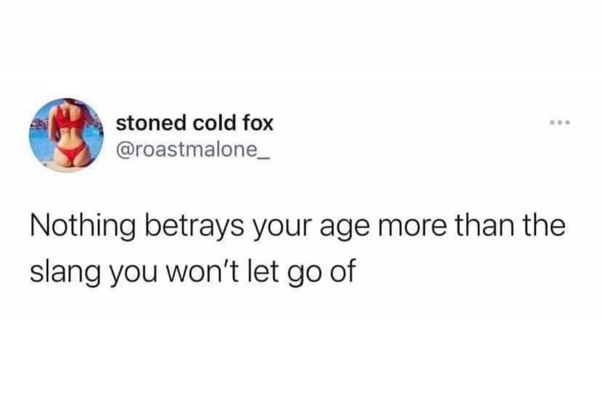 dank memes -  stoned cold fox Nothing betrays your age more than the slang you won't let go of