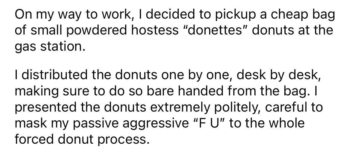Office Pressures New Guy Into Buying Donuts for Everyone... So He Does in His Own Way