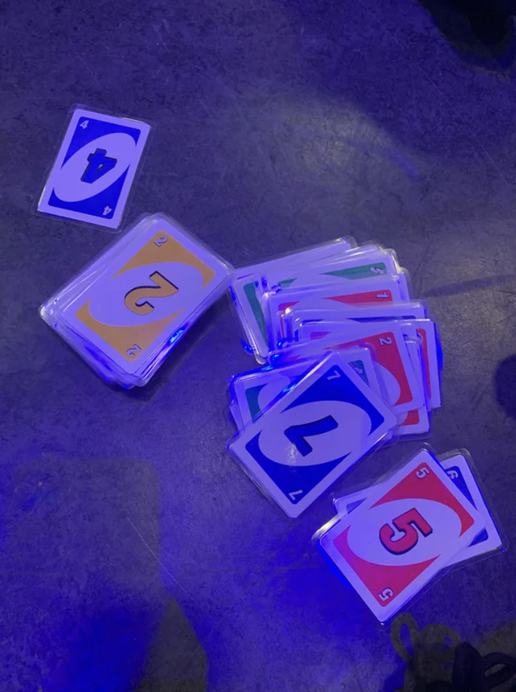 My friend laminated and cut out all of her uno cards.