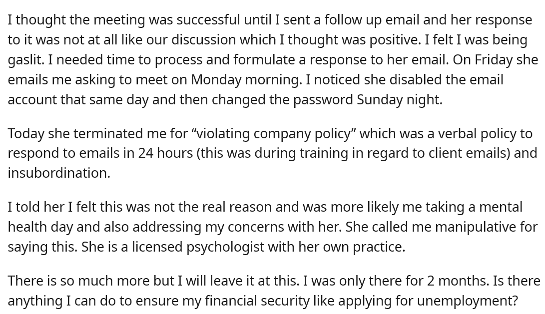 Employee Gets Fired For Not Responding to Email Within 24hrs