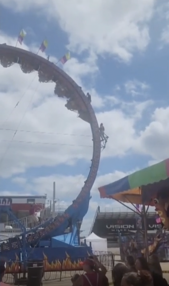 “Fireball” ride at the Forest County Fair in Crandon, Wisconsin was stuck, leaving riders suspended upside down for four hours.