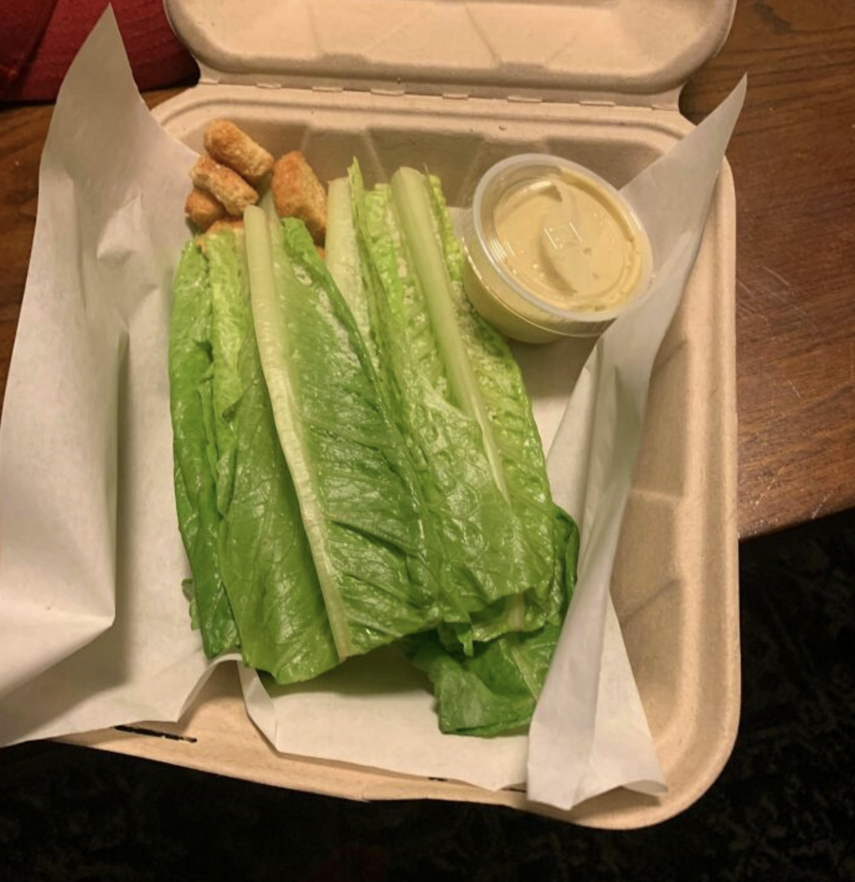 Ordered Caesar salad for $15 from one of the local restaurants.