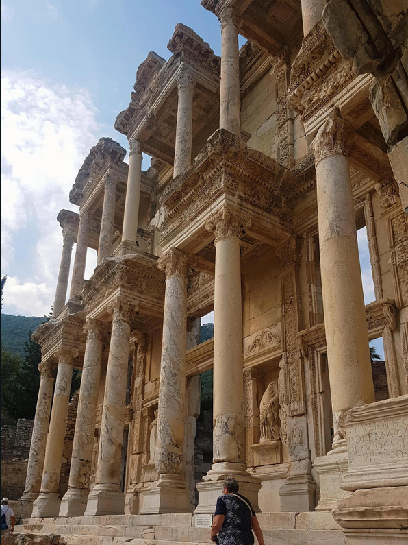 The Library of Celsus was the third-largest library in the Roman world behind only Alexandria and Pergamum, believed to have held around twelve thousand scrolls. It was built in 117 A.D. as a monumental tomb for Gaius Julius Celsus Polemaeanus, the governor of the province of Asia.