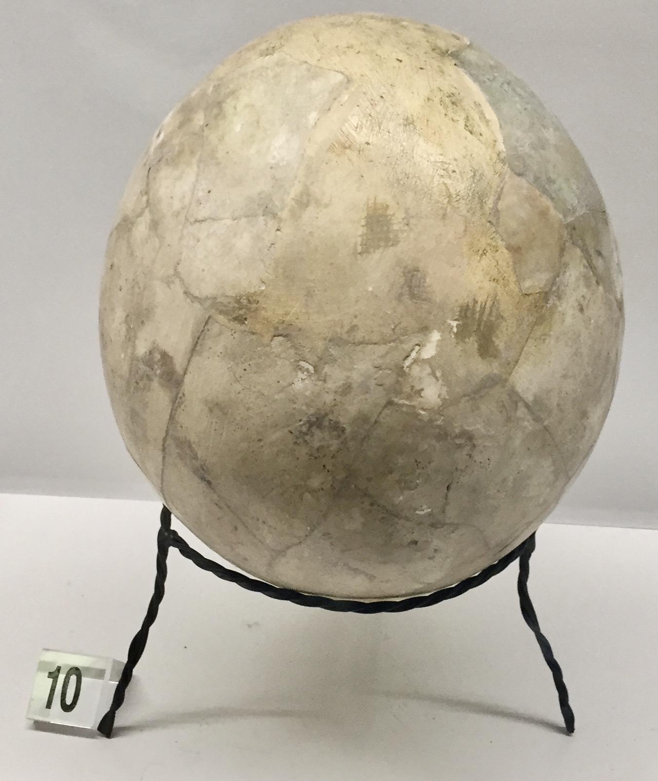This ostrich egg was fashioned into a container and deposited as a grave good at the Etruscan necropolis in Cerveteri, Italy, circa 690-650 BCE. It was imported from the Upper Valley of the Nile River by Phoenician traders. National Etruscan Museum of the Villa Giulia. Rome, Italy.
