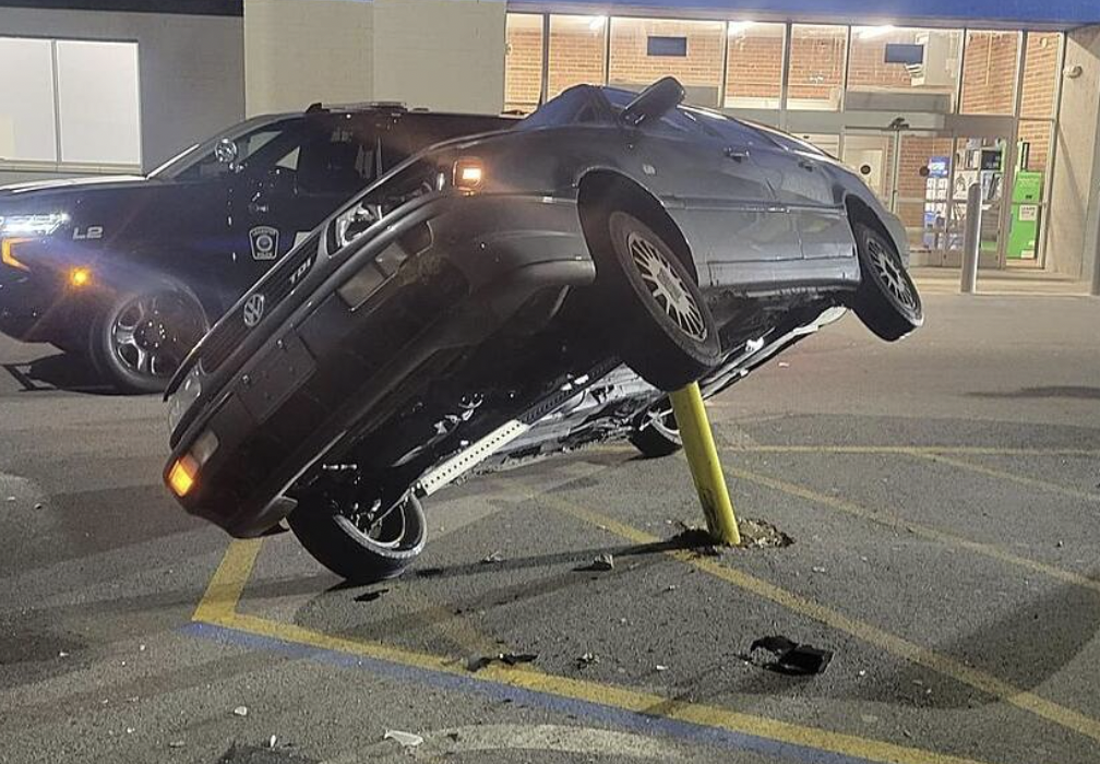 The Walmart Parking Lot Pole That People Just Can't Stop Crashing Into