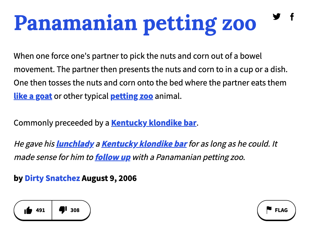 urban dictionary terms - angle - Panamanian petting zoo When one force one's partner to pick the nuts and corn out of a bowel movement. The partner then presents the nuts and corn to in a cup or a dish. One then tosses the nuts and corn onto the bed where