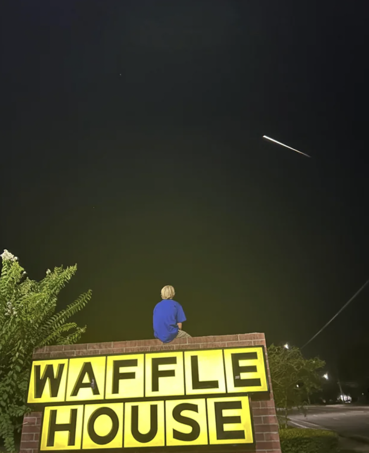 A rocket over Waffle House. 