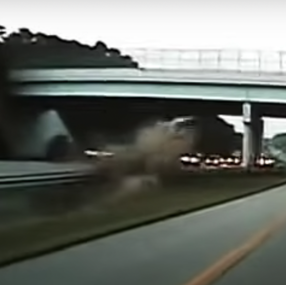 19-year-old arially crashes his mustang off an overpass at 100mph, and survives. 