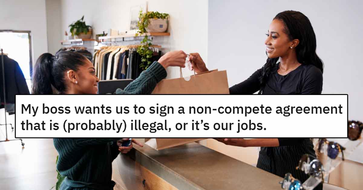 This employee works at a retail shop for $12 an hour and their boss wants them to sign an 11-page non-compete agreement. With rumors that their boss is being investigated for tax fraud, they are nervous about signing the NCA.
<br><br>

Most comments are advising this person to not sign because most companies that pay actual salaries require NCAs, but at $12 an hour, there is no reason to sign one. It's probably time this employee moves on and finds a job that respects them.