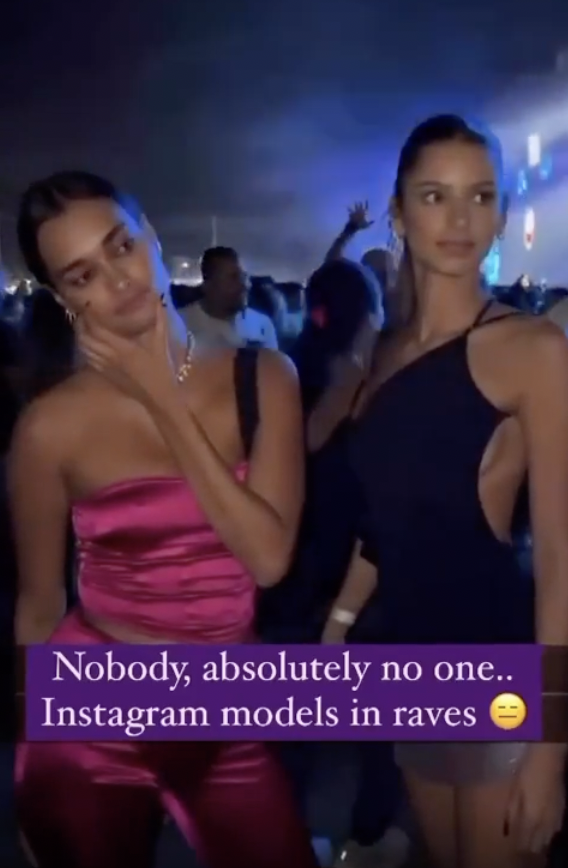 IG models annoyed people keep getting in their shot at a rave.