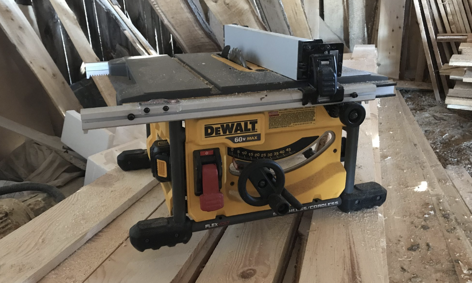 Battery powered table saw.